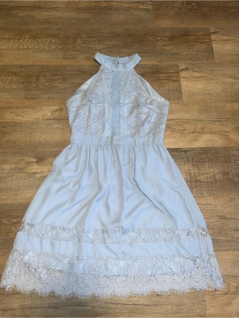 Altar'd State Women’s Light Blue Halter Lace Dress